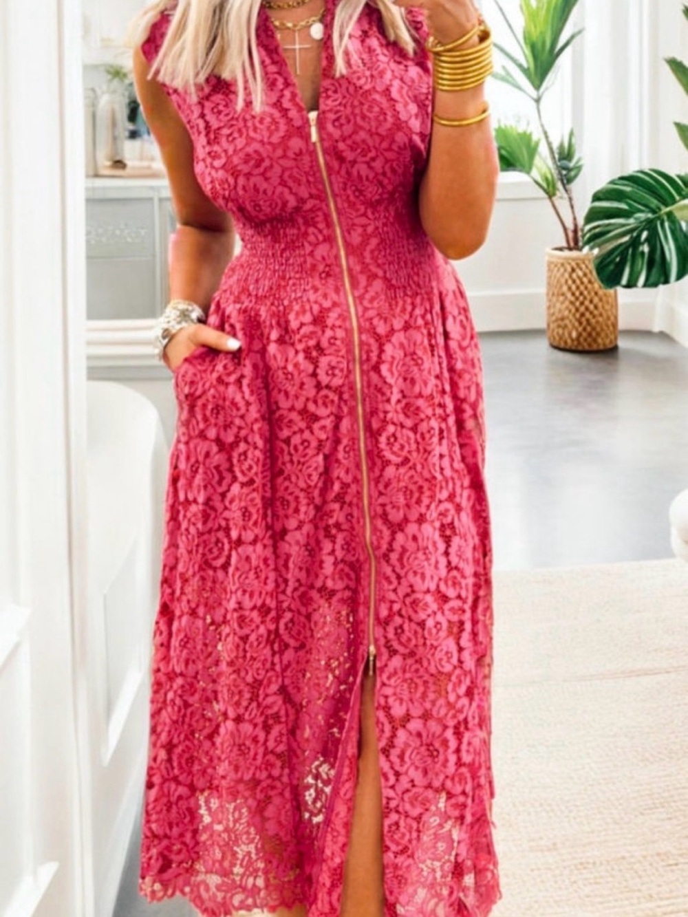 Lace coral dress